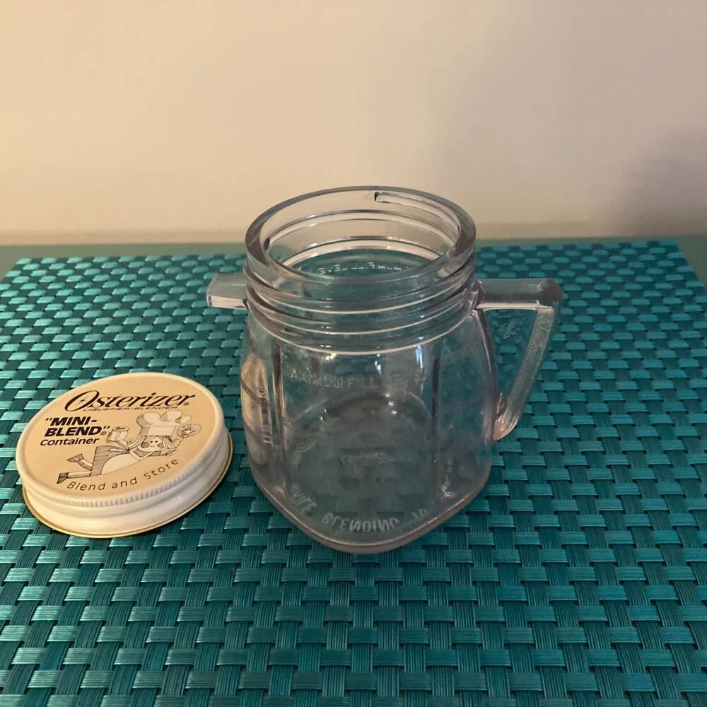 Vintage 8oz Osterizer Mini Blend Storage Clear Plastic Jar with Lid Container
